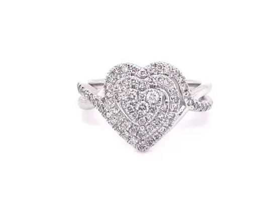 Diamond heart twist ring